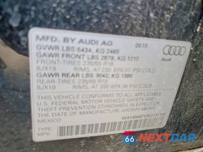 Zdjęcie 14 z 14 samochodu: 2019 AUDI Q5 PREMIUM VIN:WA1ANAFY3K2131143 - miniatura