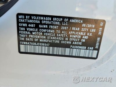Zdjęcie 12 z 12 samochodu: 2018 VOLKSWAGEN PASSAT SE VIN:1VWBA7A35JC039347 - miniatura
