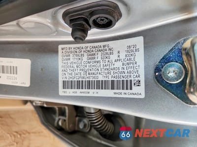 Zdjęcie 12 z 12 samochodu: 2020 HONDA CIVIC SPORT VIN:2HGFC2F8XLH573600 - miniatura