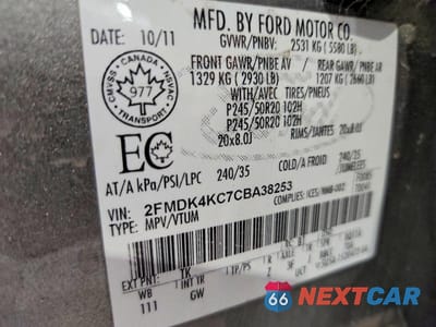 Zdjęcie 13 z 13 samochodu: 2012 FORD EDGE LIMITED VIN:2FMDK4KC7CBA38253 - miniatura