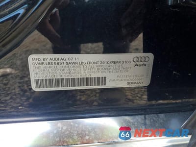 Zdjęcie 12 z 12 samochodu: 2012 AUDI A8 L QUATTRO VIN:WAURVAFDXCN005641 - miniatura