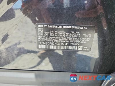 Zdjęcie 13 z 13 samochodu: 2022 BMW X3 SDRIVE30I VIN:5UX43DP03N9N15341 - miniatura