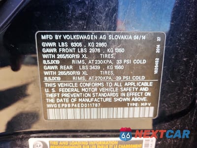 Zdjęcie 12 z 12 samochodu: 2014 VOLKSWAGEN TOUAREG V6 TDI VIN:WVGEP9BP4ED011787 - miniatura