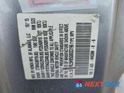 Zdjęcie 13 z 13 samochodu: 2016 HONDA ODYSSEY TOURING VIN:5FNRL5H95GB033196 - miniatura