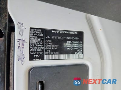 Zdjęcie 12 z 12 samochodu: 2022 MERCEDES-BENZ SPRINTER 2500 DELIVERY VAN VIN:W1Y40CHY2NT085499 - miniatura