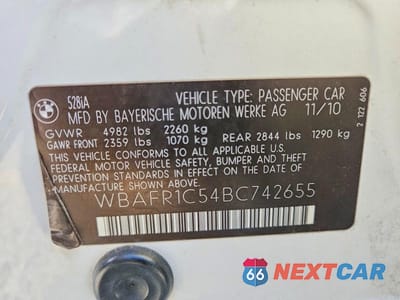 Zdjęcie 12 z 12 samochodu: 2011 BMW 528 I VIN:WBAFR1C54BC742655 - miniatura