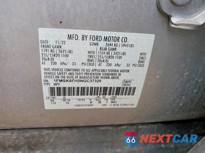 Zdjęcie 14 z 14 samochodu: 2022 FORD EXPLORER LIMITED VIN:1FMSK8FH5NGC37320 - miniatura
