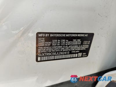 Zdjęcie 12 z 12 samochodu: 2018 BMW X3 XDRIVE30I VIN:5UXTR9C56JLD62415 - miniatura