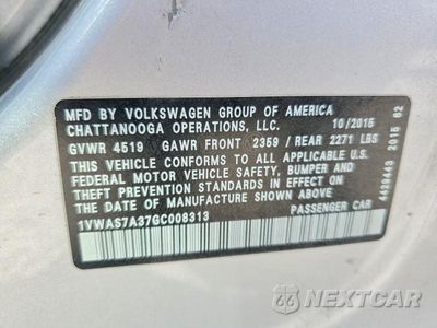 Zdjęcie 12 z 12 samochodu: 2016 VOLKSWAGEN PASSAT S VIN:1VWAS7A37GC008313 - miniatura