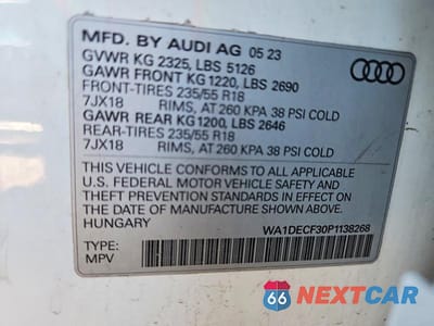 Zdjęcie 14 z 14 samochodu: 2023 AUDI Q3 PREMIUM S LINE 45 VIN:WA1DECF30P1138268 - miniatura