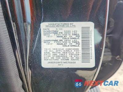 Zdjęcie 12 z 12 samochodu: 2001 NISSAN PATHFINDER LE/SE/XE VIN:JN8DR09Y51W576668 - miniatura