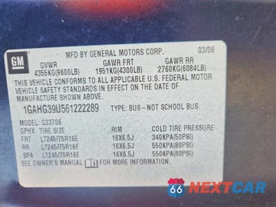 Zdjęcie 14 z 14 samochodu: 2006 CHEVROLET EXPRESS G3500 VIN:1GAHG39U561222289 - miniatura