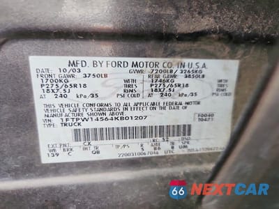 Zdjęcie 12 z 12 samochodu: 2004 FORD F150 SUPERCREW VIN:1FTPW14564KB01207 - miniatura