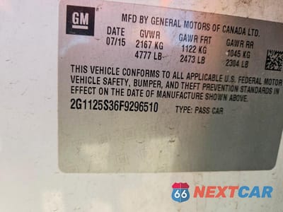 Zdjęcie 13 z 13 samochodu: 2015 CHEVROLET IMPALA LT VIN:2G1125S36F9296510 - miniatura