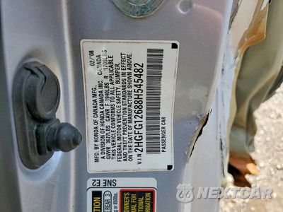 Zdjęcie 12 z 12 samochodu: 2008 HONDA CIVIC LX VIN:2HGFG12688H545482 - miniatura