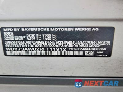 Zdjęcie 12 z 12 samochodu: 2024 BMW I4 EDRIVE 40 VIN:WBY73AW02RFT11912 - miniatura