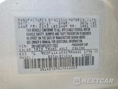 Zdjęcie 12 z 12 samochodu: 2018 NISSAN SENTRA S VIN:3N1AB7AP0JY211003 - miniatura