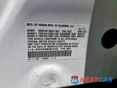 Zdjęcie 14 z 14 samochodu: 2017 HONDA PILOT TOURING VIN:5FNYF6H98HB010733 - miniatura