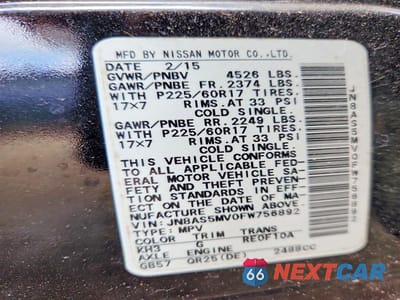 Zdjęcie 13 z 13 samochodu: 2015 NISSAN ROGUE SELECT S VIN:JN8AS5MV0FW756892 - miniatura