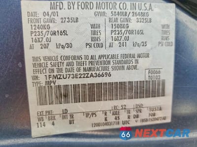 Zdjęcie 13 z 13 samochodu: 2002 FORD EXPLORER XLT VIN:1FMZU73E22ZA36696 - miniatura
