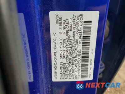 Zdjęcie 12 z 12 samochodu: 2020 HONDA ACCORD SPORT VIN:1HGCV1F35LA145413 - miniatura