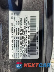 Zdjęcie 12 z 12 samochodu: 2015 HONDA ODYSSEY EXL VIN:5FNRL5H66FB106113 - miniatura