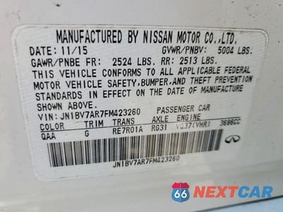 Zdjęcie 12 z 12 samochodu: 2015 INFINITI Q50 PREMIUM VIN:JN1BV7AR7FM423260 - miniatura
