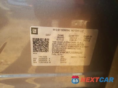 Zdjęcie 14 z 14 samochodu: 2018 CHEVROLET TRAVERSE LT VIN:1GNEVHKW7JJ159110 - miniatura