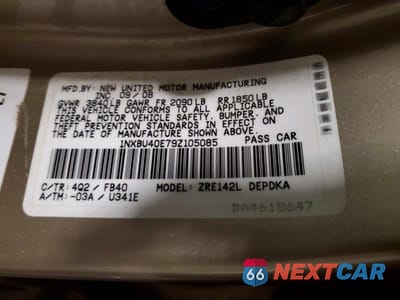 Zdjęcie 12 z 12 samochodu: 2009 TOYOTA COROLLA LE VIN:1NXBU40E79Z105085 - miniatura