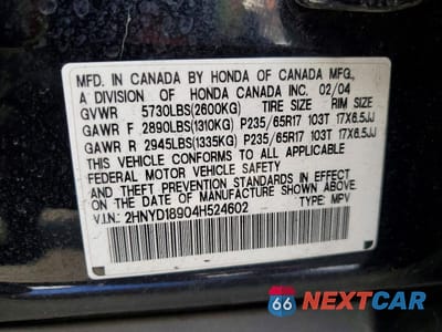 Zdjęcie 13 z 13 samochodu: 2004 ACURA MDX TOURING VIN:2HNYD18904H524602 - miniatura