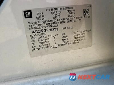 Zdjęcie 12 z 12 samochodu: 2017 GMC SIERRA K1500 SLE VIN:1GTV2MEC5HZ108499 - miniatura