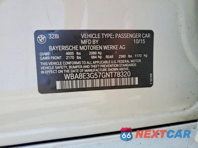 Zdjęcie 12 z 12 samochodu: 2016 BMW 328 XI SULEV VIN:WBA8E3G57GNT78320 - miniatura