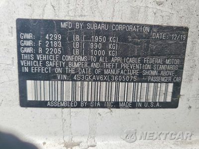 Zdjęcie 12 z 12 samochodu: 2020 SUBARU IMPREZA PREMIUM VIN:4S3GKAV6XL3605075 - miniatura