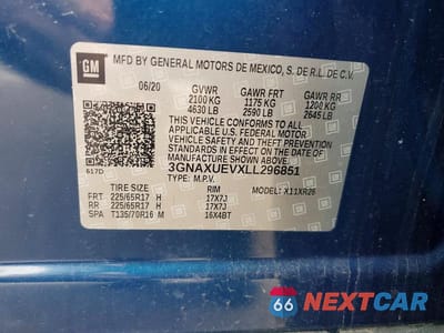 Zdjęcie 13 z 13 samochodu: 2020 CHEVROLET EQUINOX LT VIN:3GNAXUEVXLL296851 - miniatura