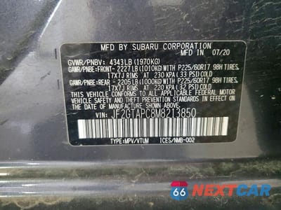 Zdjęcie 13 z 13 samochodu: 2021 SUBARU CROSSTREK PREMIUM VIN:JF2GTAPC8M8213850 - miniatura