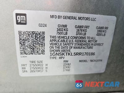 Zdjęcie 14 z 14 samochodu: 2024 CHEVROLET TAHOE K1500 HIGH COUNTRY VIN:1GNSKTKL5RR170186 - miniatura