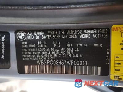 Zdjęcie 13 z 13 samochodu: 2007 BMW X3 3.0SI VIN:WBXPC93457WF09913 - miniatura