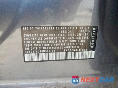 Zdjęcie 12 z 12 samochodu: 2016 VOLKSWAGEN GOLF SPORTWAGEN S VIN:3VWC17AU8GM509729 - miniatura