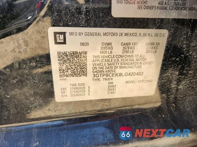 Zdjęcie 12 z 12 samochodu: 2020 GMC SIERRA C1500 ELEVATION VIN:3GTP8CEK8LG420463 - miniatura