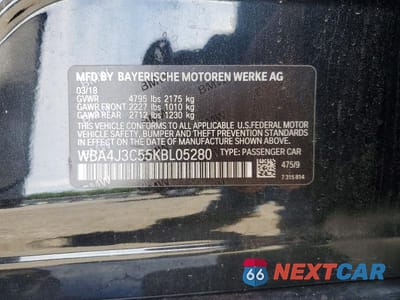 Zdjęcie 13 z 13 samochodu: 2019 BMW 430XI GRAN COUPE VIN:WBA4J3C55KBL05280 - miniatura