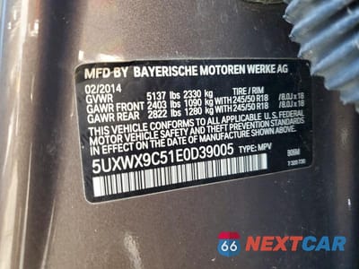 Zdjęcie 13 z 13 samochodu: 2014 BMW X3 XDRIVE28I VIN:5UXWX9C51E0D39005 - miniatura