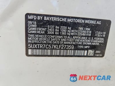 Zdjęcie 13 z 13 samochodu: 2019 BMW X3 SDRIVE30I VIN:5UXTR7C57KLF27359 - miniatura