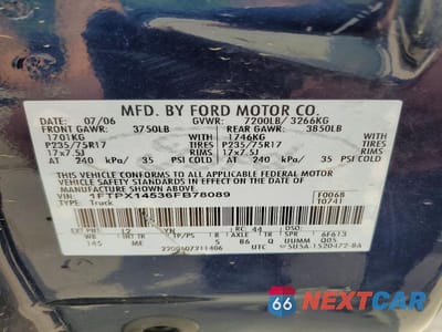 Zdjęcie 12 z 12 samochodu: 2006 FORD F150 VIN:1FTPX14536FB78089 - miniatura