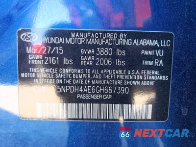 Zdjęcie 12 z 12 samochodu: 2016 HYUNDAI ELANTRA SE VIN:5NPDH4AE6GH667390 - miniatura