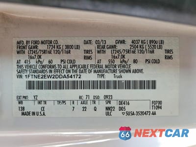 Zdjęcie 13 z 13 samochodu: 2013 FORD ECONOLINE E250 VAN VIN:1FTNE2EW2DDA54172 - miniatura