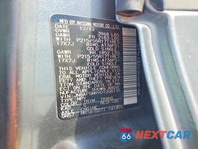 Zdjęcie 12 z 12 samochodu: 2013 NISSAN JUKE S VIN:JN8AF5MR9DT208735 - miniatura
