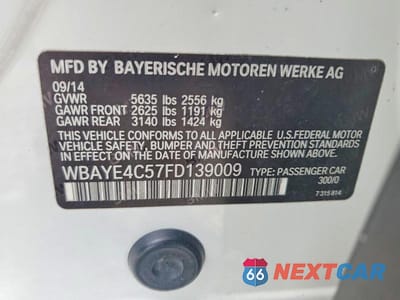 Zdjęcie 12 z 12 samochodu: 2015 BMW 740 LI VIN:WBAYE4C57FD139009 - miniatura