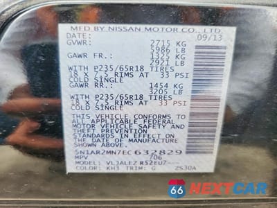 Zdjęcie 13 z 13 samochodu: 2014 NISSAN PATHFINDER SV VIN:5N1AR2MN7EC632829 - miniatura