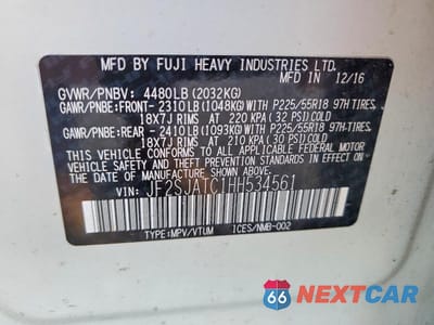 Zdjęcie 13 z 13 samochodu: 2017 SUBARU FORESTER 2.5I TOURING VIN:JF2SJATC1HH534561 - miniatura