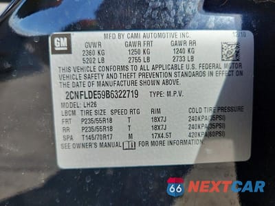 Zdjęcie 14 z 14 samochodu: 2011 CHEVROLET EQUINOX LT VIN:2CNFLDE59B6322719 - miniatura